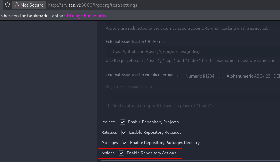 Enabling repository actions